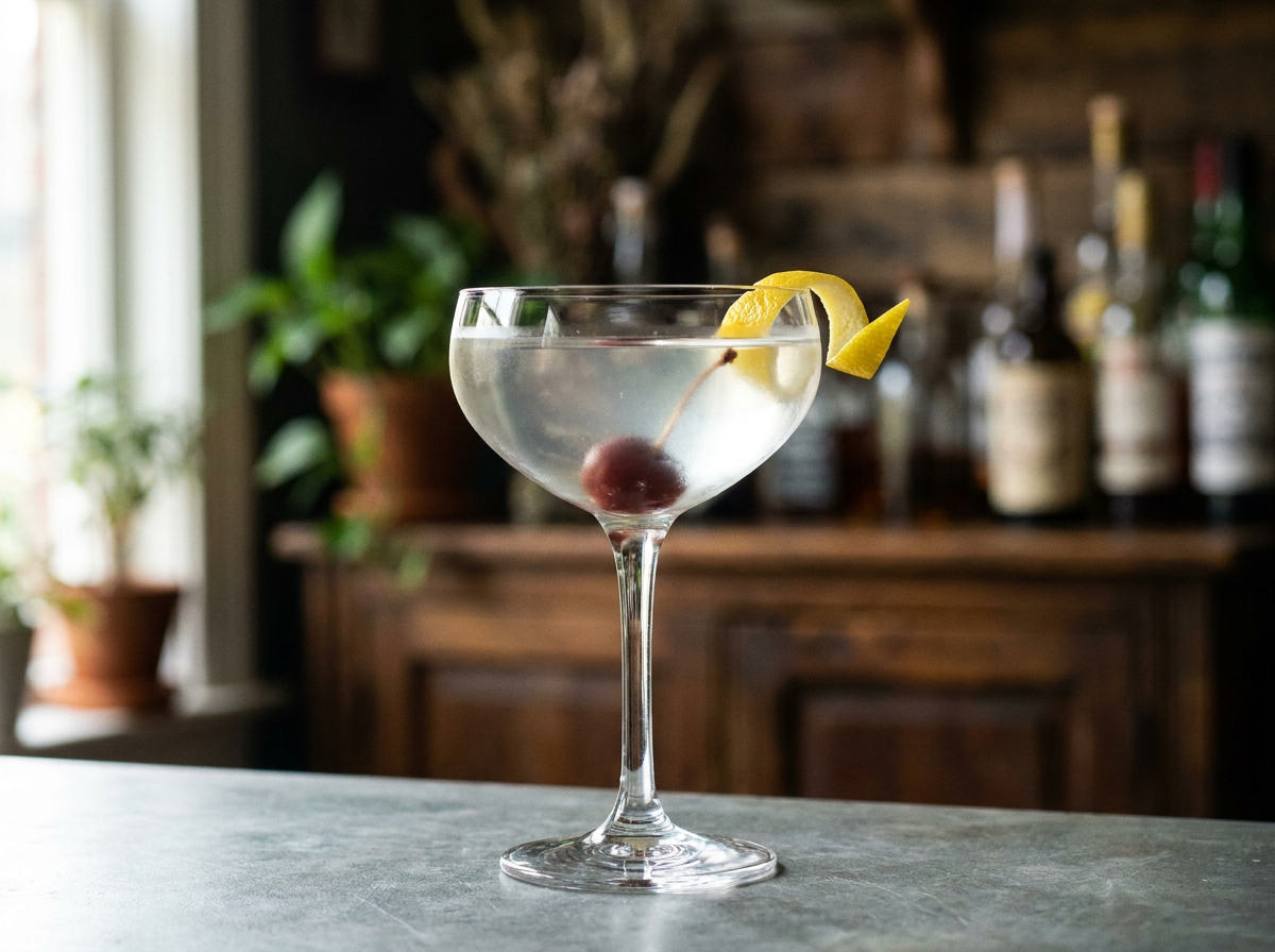 Lion's Tail : coupe glacée d'un cocktail doré ambré au bourbon et au citron vert, zeste de citron vert