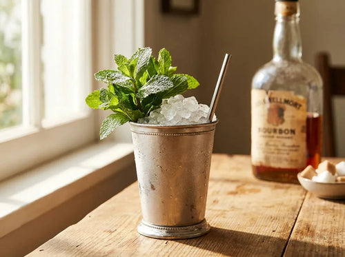 Le Mint Julep : bourbon, menthe et glace pilée dans sa timbale givrée