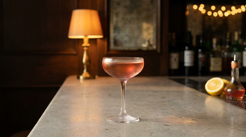Depth Bomb : calvados et cognac à parts égales, citron et grenadine