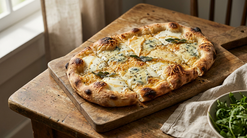 Pinsa quatre fromages : la recette romaine, quattro formaggi