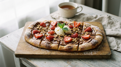 Pinsa sucrée au chocolat-noisette et aux fraises : la recette du dessert romain