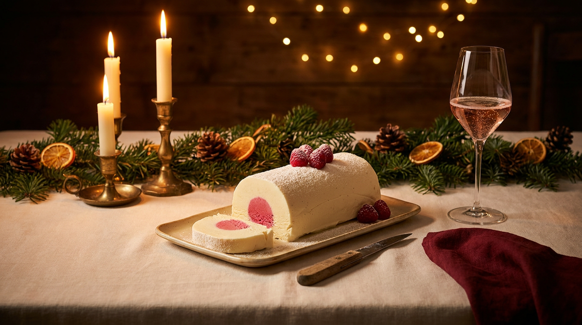 Bûche glacée vanille framboise
