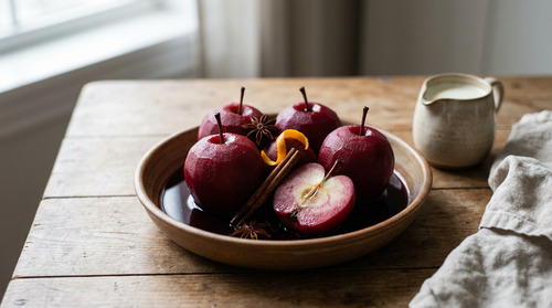 Pommes pochées au vin rouge : la recette des pommes au vin épicé, rouges jusqu'au cœur