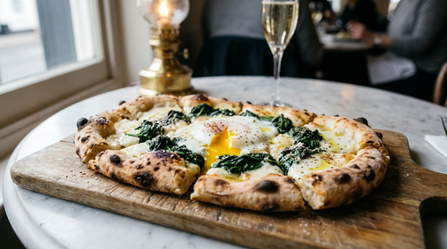 Pinsa fiorentina : la recette romaine aux épinards, à l'œuf et au parmesan