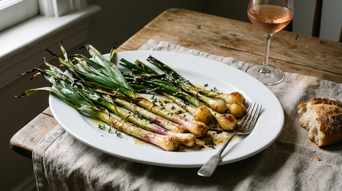 Oignons nouveaux et ail nouveau rôtis : la recette
