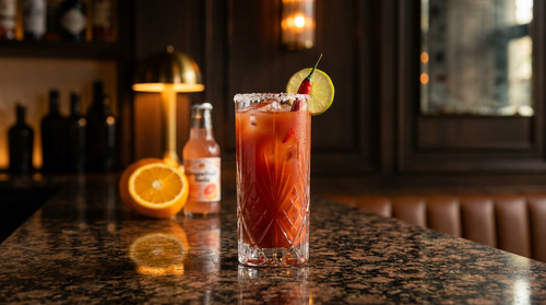 Vampiro : la tequila, la sangrita et le soda de pamplemousse dans un seul verre