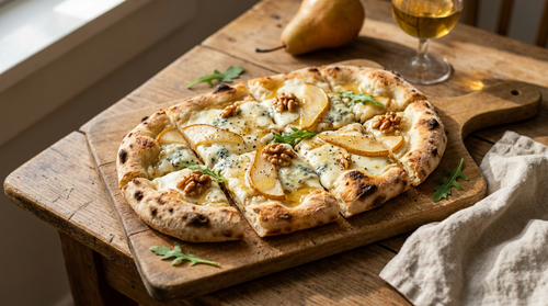 Pinsa gorgonzola, poire et noix : la recette romaine d'automne au miel