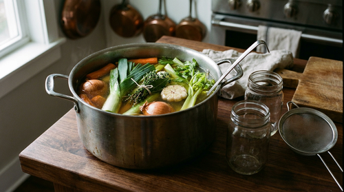 Bouillon de légumes maison : la recette de base, claire et parfumée