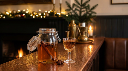 Rhum arrangé caramel et épices à spéculoos : un caramel à sec, cannelle, badiane, un mois