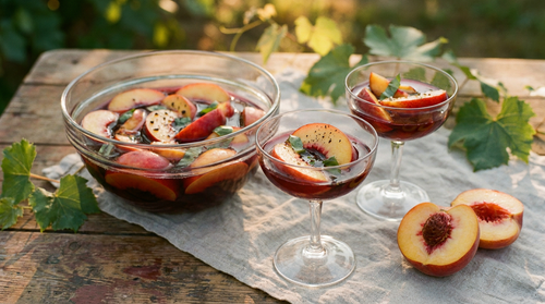 Pêches au vin rouge : la recette d'été du Sud-Ouest, les pêches de vigne dans le vin sucré et poivré