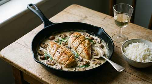 Blanc de poulet en sauce : la recette crémeuse aux champignons, moelleuse et jamais sèche