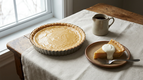 Tarte au sucre québécoise : cassonade, crème et une cuillère de farine, et l'on sort la tarte quand le centre tremble encore