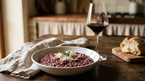 Risotto au vin rouge : la recette piémontaise du riz couleur grenat, au parmesan