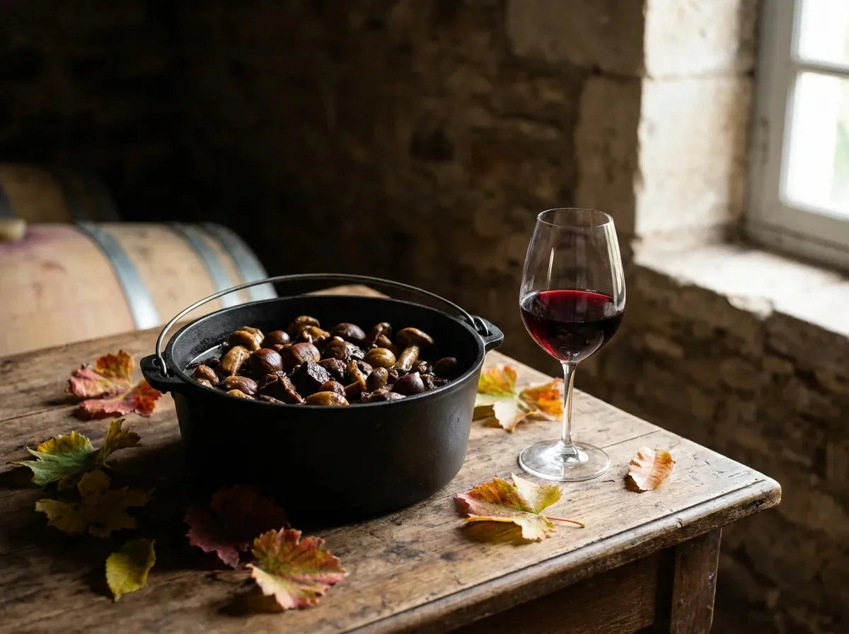 Petit verre d'eau-de-vie de prune avec prunes violettes fraîches sur une table rustique