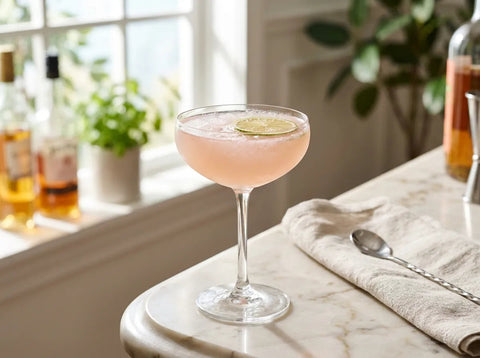 Daiquiri Hemingway servi en coupe, garni d'une rondelle de citron vert