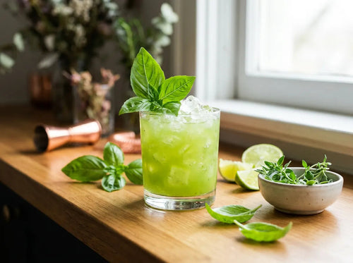 Gin Basil Smash : gin, citron jaune et basilic à peine pilé