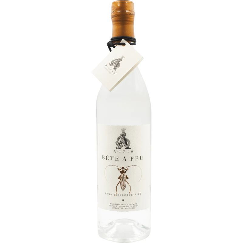 Bouteille de Rhum blanc agricole de la Martinique de chez A1710 cuvée bête à feu 70 cl