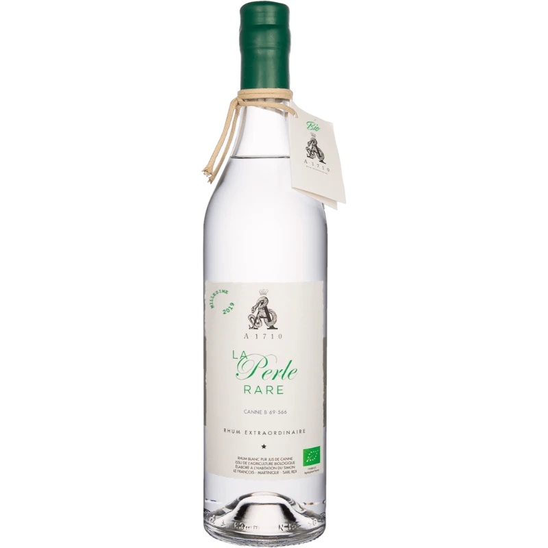 Bouteille de Rhum blanc agricole de la Martinique de chez A1710 cuvée La perle Rare Bio 70cl