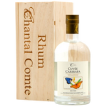 Bouteille de Rhum Blanc Agricole martiniquais avec son coffret bois de chez Chantal Comte Cuvée Caribaea 70cl