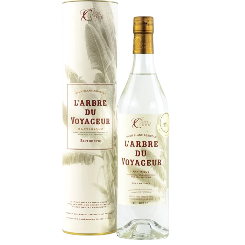 Bouteille de Rhum blanc agricole martiniquais de chez Chantal Comte cuvée l'arbre du Voyageur 70cl