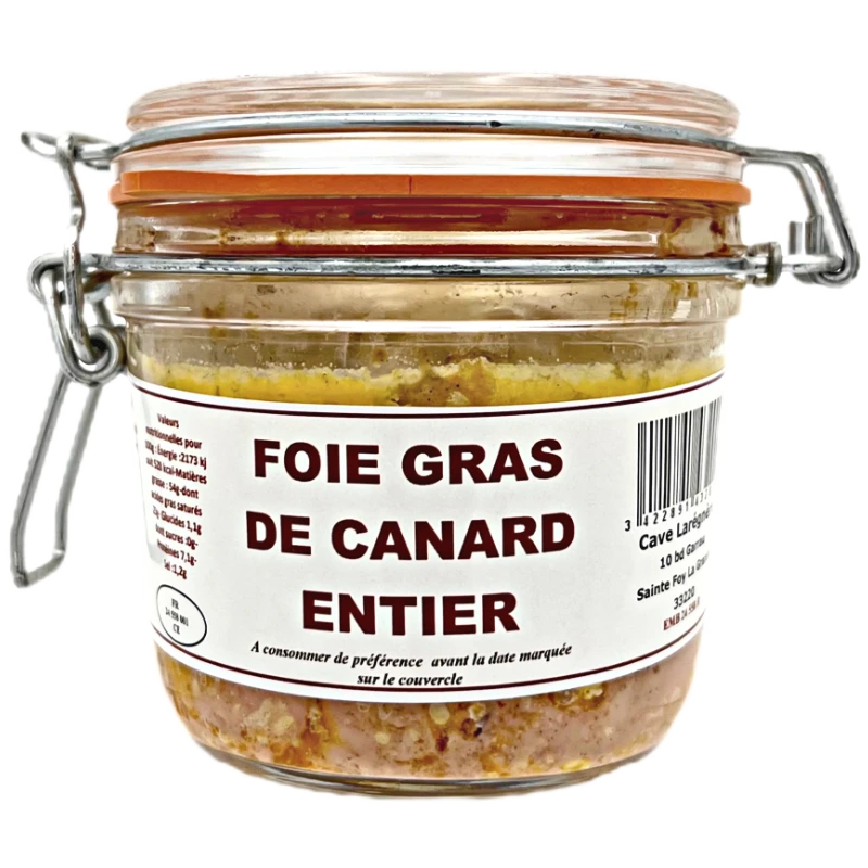 Bocal de Foie Gras Entier de canard du Périgord Sélectionné Par la Cave Larégnère 180gr