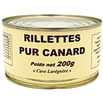conserve rillettes pur canard 200gr Sélectionné par la Cave Larégnère