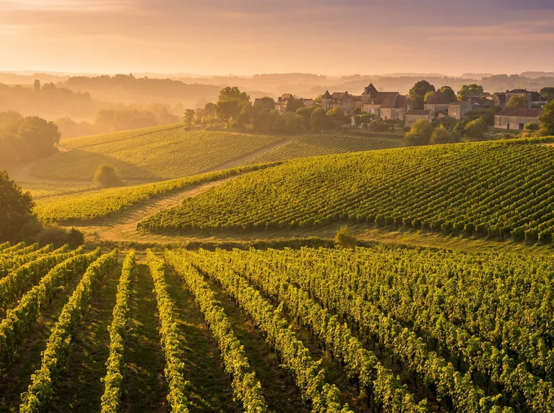 Vignoble de Dordogne au lever du soleil