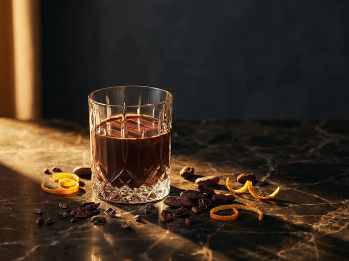 Liqueur crème au chocolat, cacao et zestes d'orange