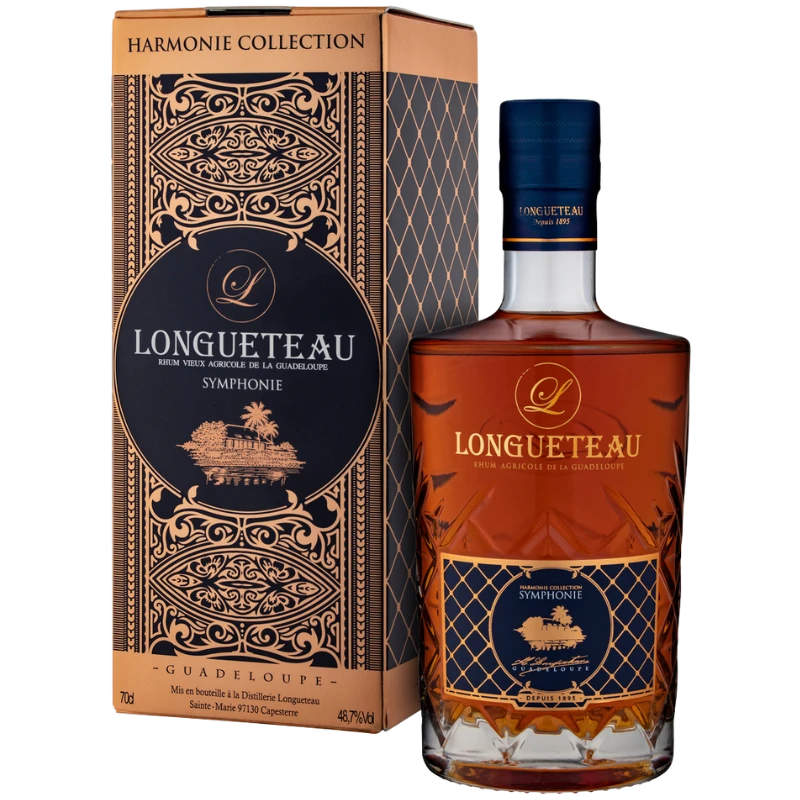 Bouteille de Rhum Vieux Agricole Guadeloupéen de Chez Longueteau avec sa Gamme Harmonie Cuvée Symphonie 70cl