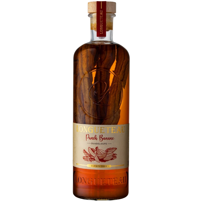 Bouteille de Punch au Rhum à la Banane de la maison Longueteau en Guadeloupe 100cl